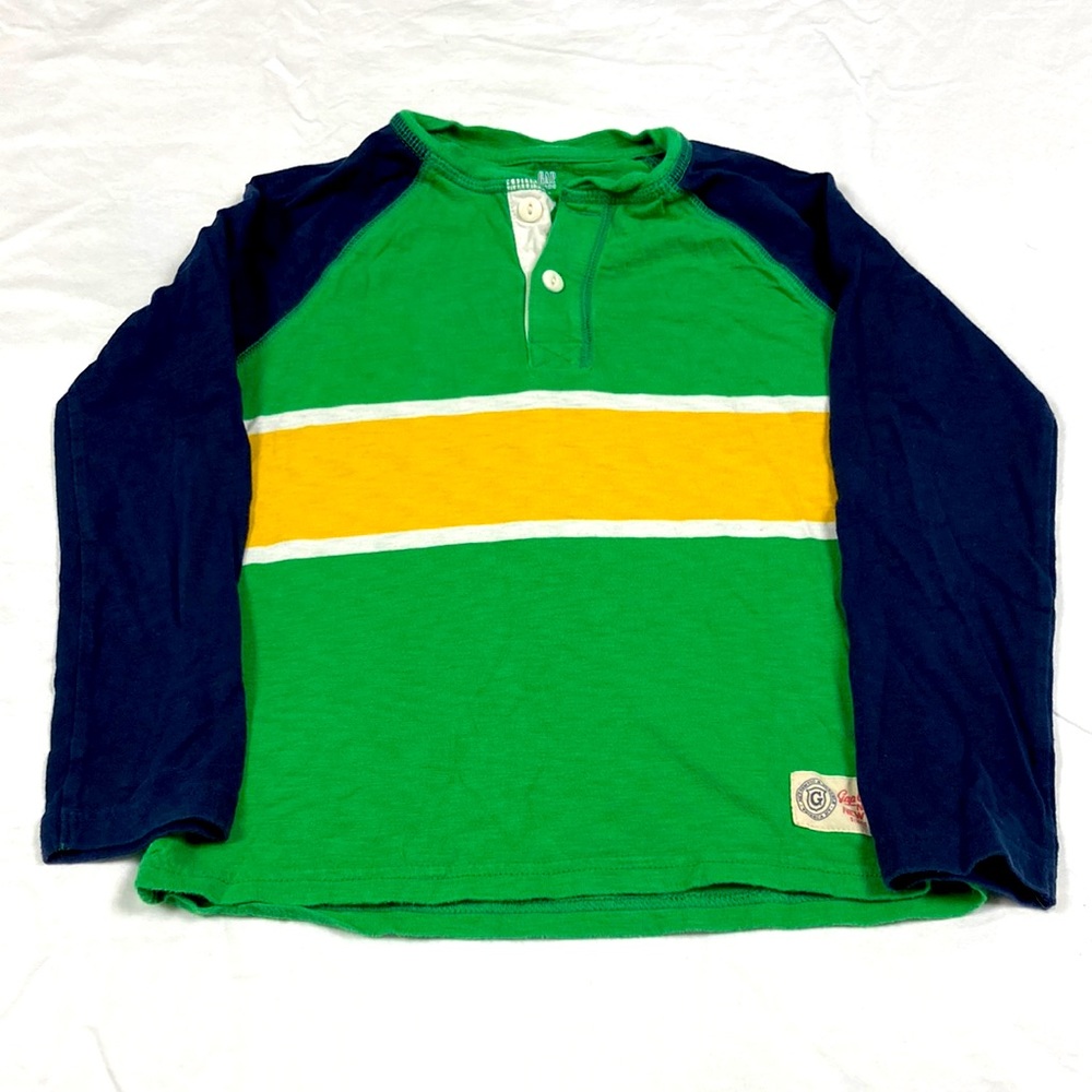 Gapkids boys long sleeve blue, green and yellow shirt size small